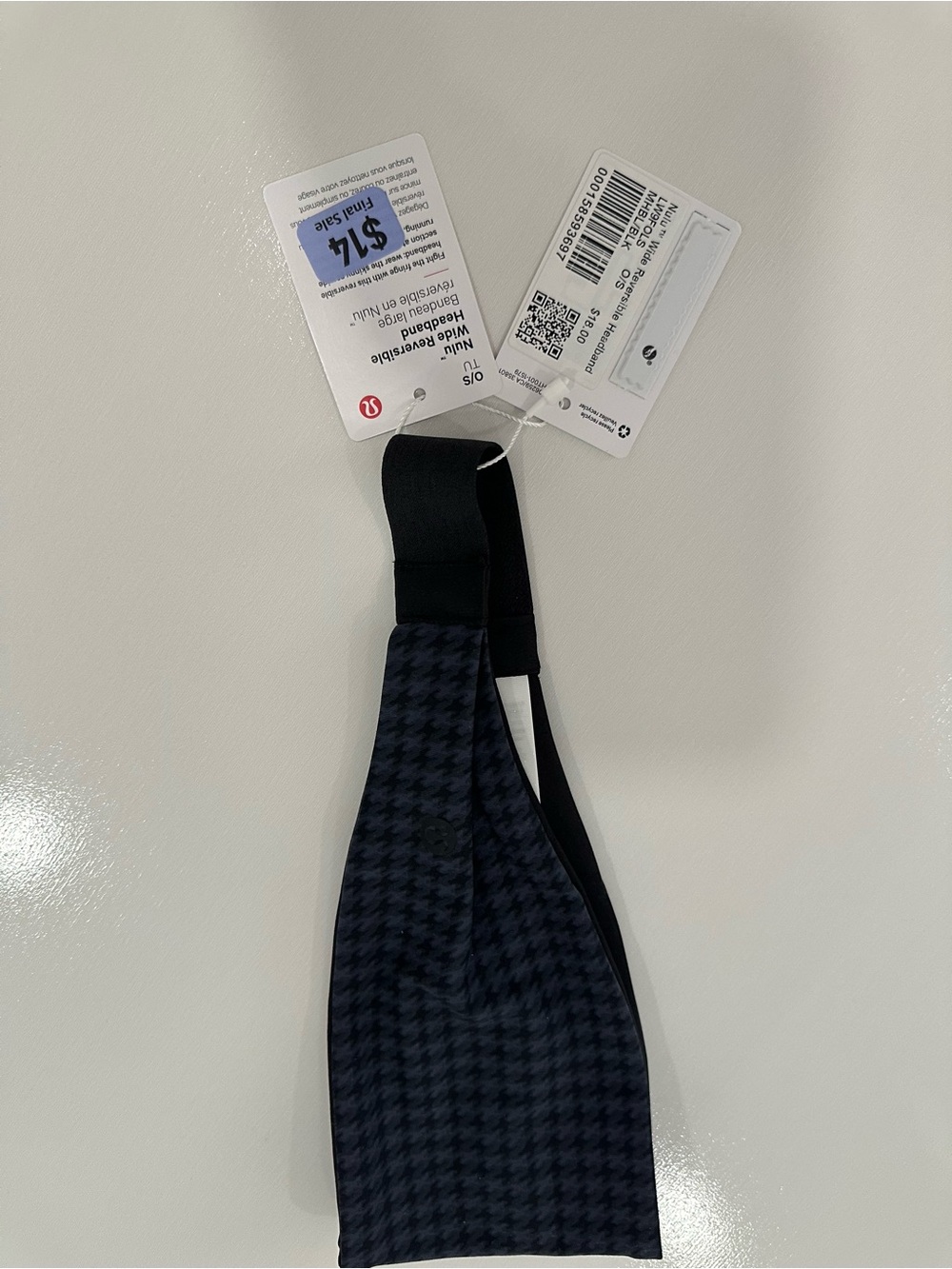 lululemon athletica Black and Navy Houndstooth Wide Athletic Headband